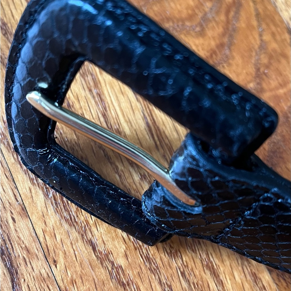 J Crew black embossed leather belt sz M - Picture 4 of 11